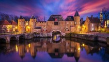 Landscape architecture castle clouds water reflection Custom Gaming Mat Desk