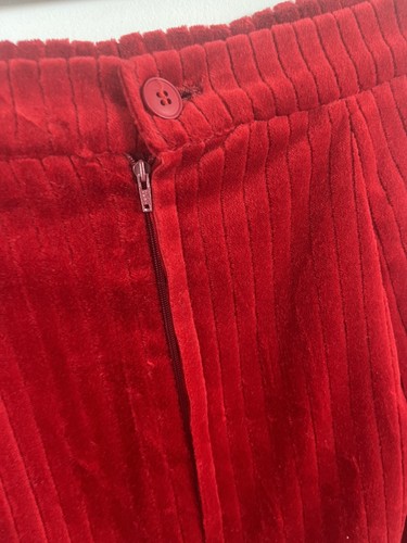 Vintage Luisa Spagnoli Size UK 12 Skirt red Cotton Velvet Jumbo Cord Lined Flaw - Picture 7 of 9