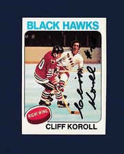 Cliff Koroll signed Chicago Blackhawks 1975 Topps hockey card