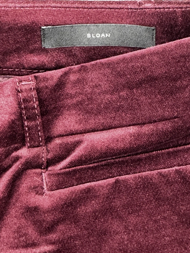 Pantalones de terciopelo BANANA REPUBLIC Sloan para mujer 2 borgoña elásticos elegantes vacaciones Foto 3 de 4