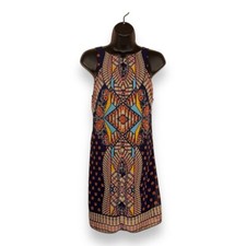 MEDIUM IN SAN FRANCISCO SLEEVELESS DRESS SHEATH GEOMETRIC BOHO PRINT LINED