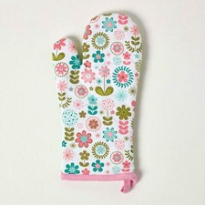 Homescapes Oven Glove Mitts 100% Cotton Single Designer Novelty Red Green Pink