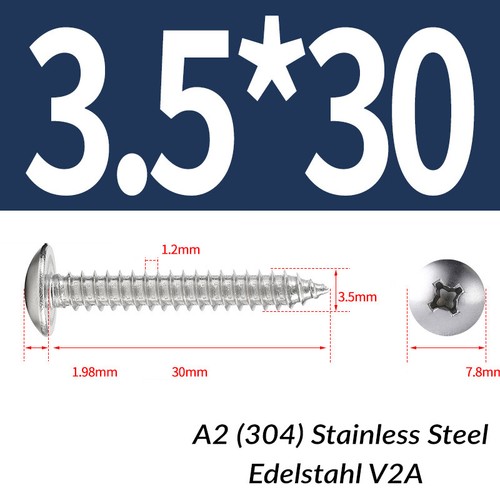 M3-M6 A2 Stainless Steel Phillips Pan Head Self Tapping Screws Tappers Pozi-Pili - Picture 29 of 133
