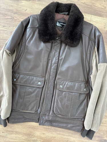 Vtg Members Only Leather BOMBER Jacket Mens 42 Flight Aviator Jacket Motorcycle - Picture 3 of 7