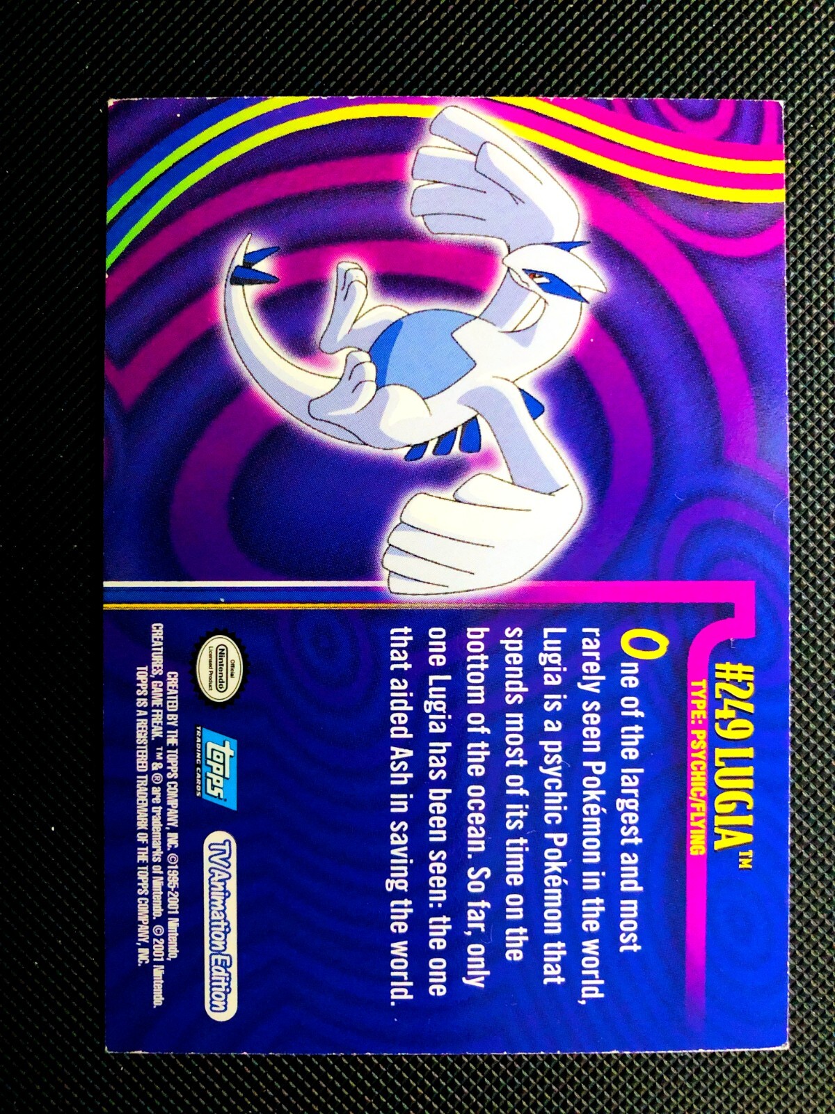 2001 topps Pokemon TV Animation Edition Johto Series 1 Foil #249 Lugia - Picture 2 of 2