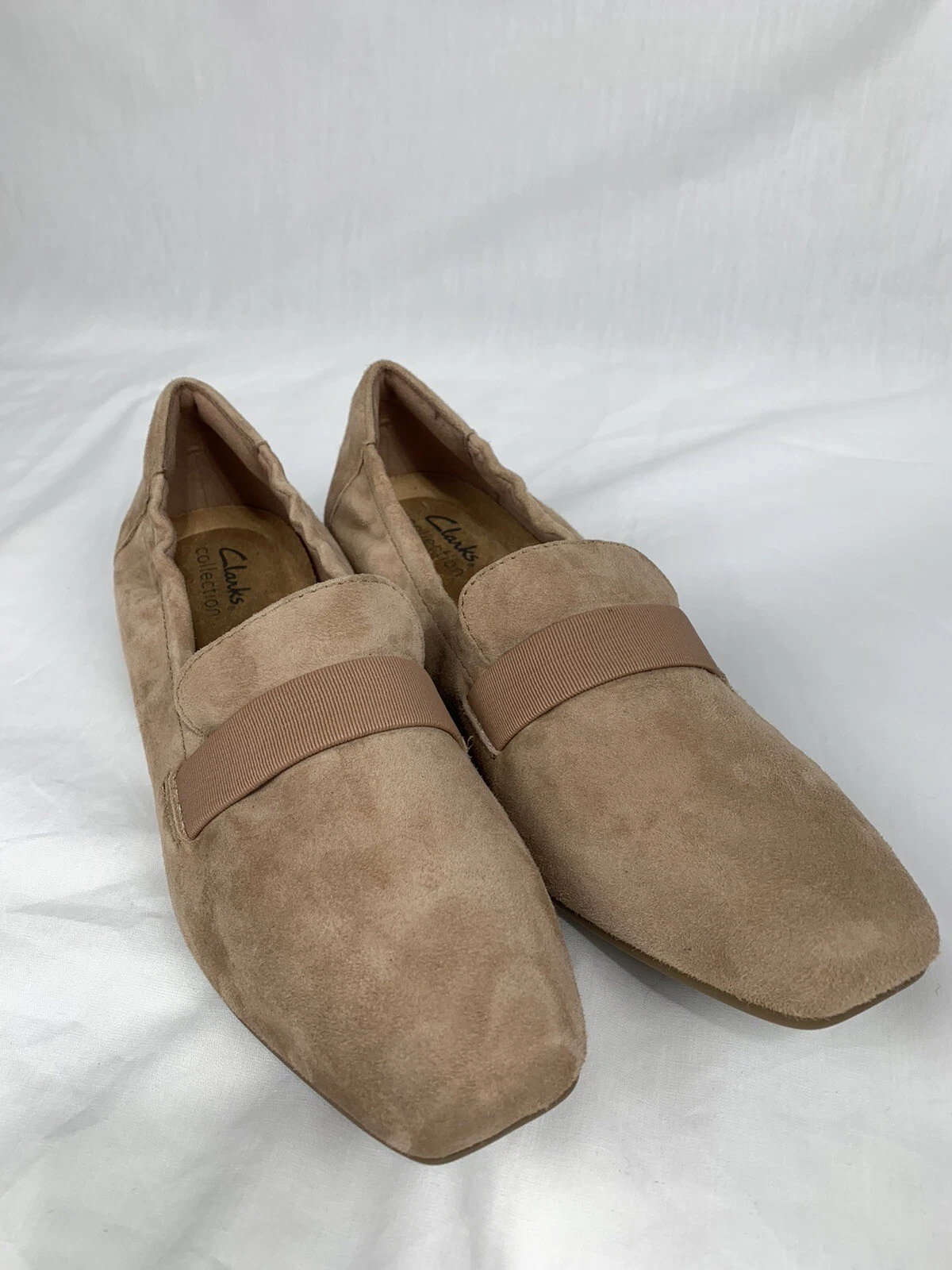 Mocassino slip on Clarks Collection pelle scamosciata marrone chiaro bassa guarigione taglia 8