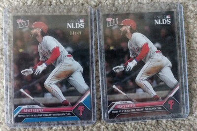 Bryce Harper (2 card lot) 2023 Topps Now 974 Blue Parallel 4/49 + base