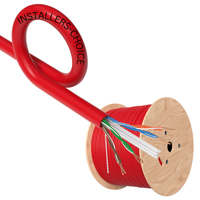 1000ft Cat6A Ethernet Cable Solid Bare Copper 23AWG UTP 10G Network LAN Bulk Red