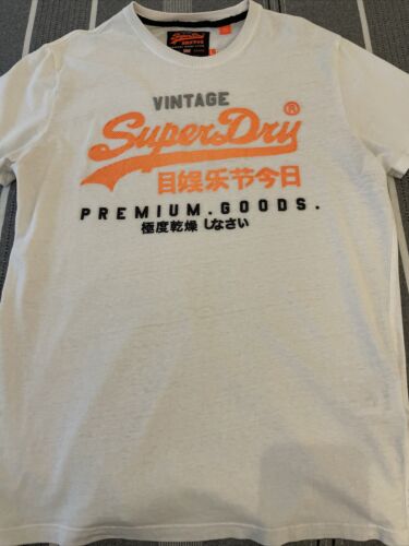 Superdry Men’s T-shirt large White Orange Label