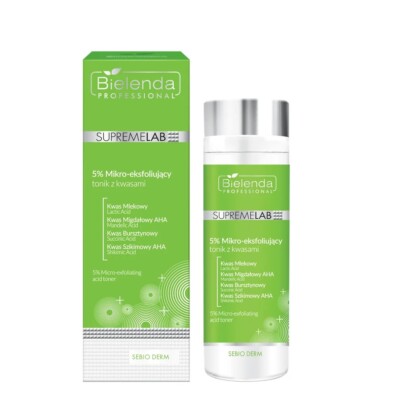 5902169048037 SupremeLab Sebio Derm 5% mikro-eksfoliujący tonik z kwasami 200ml 