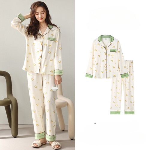 Women's 100% Pure Coton Pajamas Set Floral Printed Sleepwear 2 Pcs Pants Suit - 第 22/25 張圖片