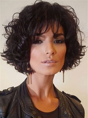 Loose Wave Short Bob Style Synthetic Wigs Dark Brown Color Women Natural Wigs