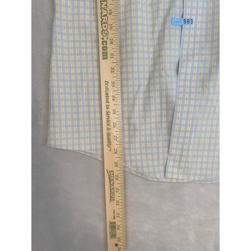Brooks Brothers Classic Plaid Button Down Shirt Light Blue Yellow 15 1/2-34 - Picture 5 of 6