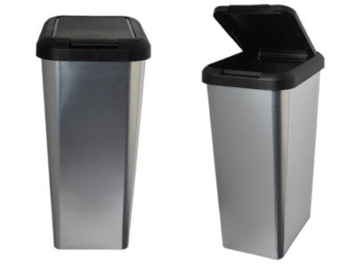 45L Silber IML Touch & Lift Rechteck Schaukel Küchenabfall Müll Papierkorb