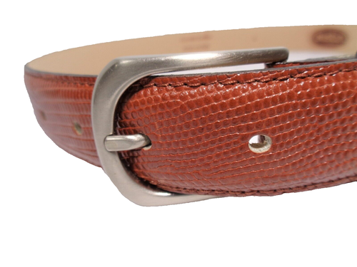 Made in Italy Womens Genuine Leather Lizard Skin Embossed Dress Belt Sz L - Picture 12 of 15