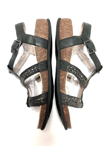 Abeo Women's Sandals Ankle Strap Cork Wedge Buckle Heels Neutral Black Size 8 - Picture 5 of 12