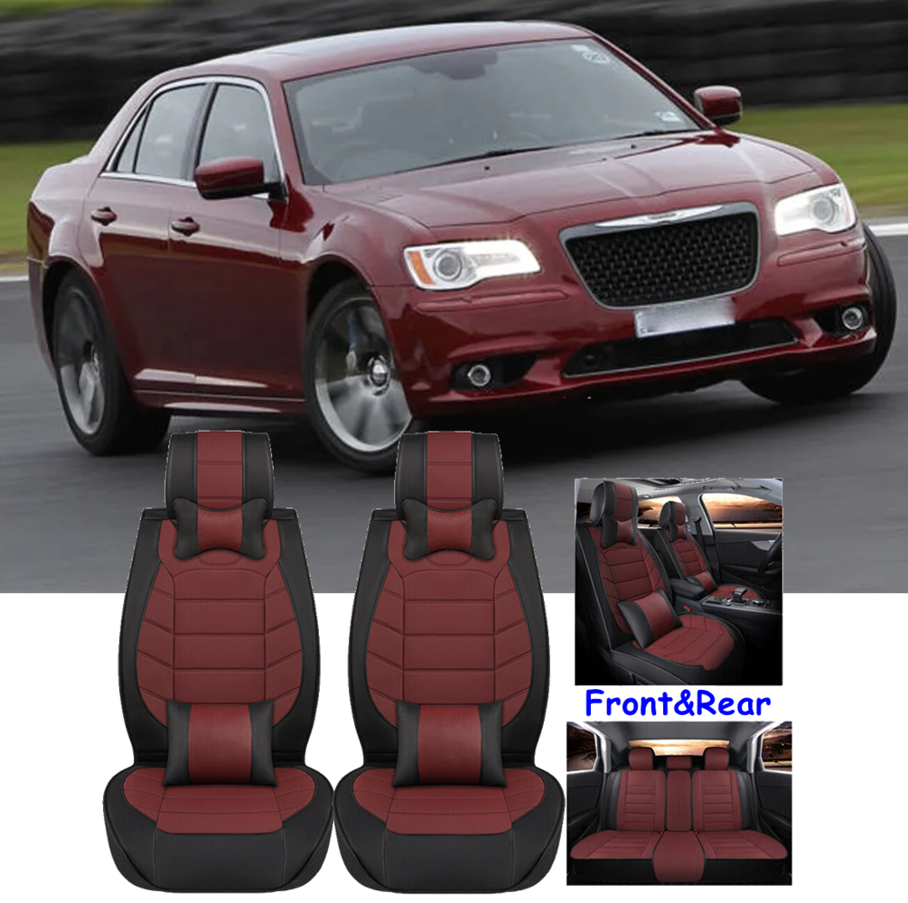 Car Seat Covers 5-Seater Front Rear Full Set Cushion PU Leather For Chrysler 300