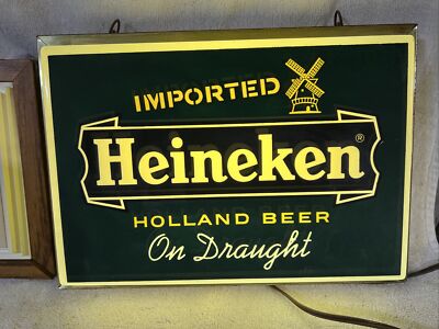 TWO VINTAGE HEINEKEN BEER LIGHT UP SIGNS | eBay