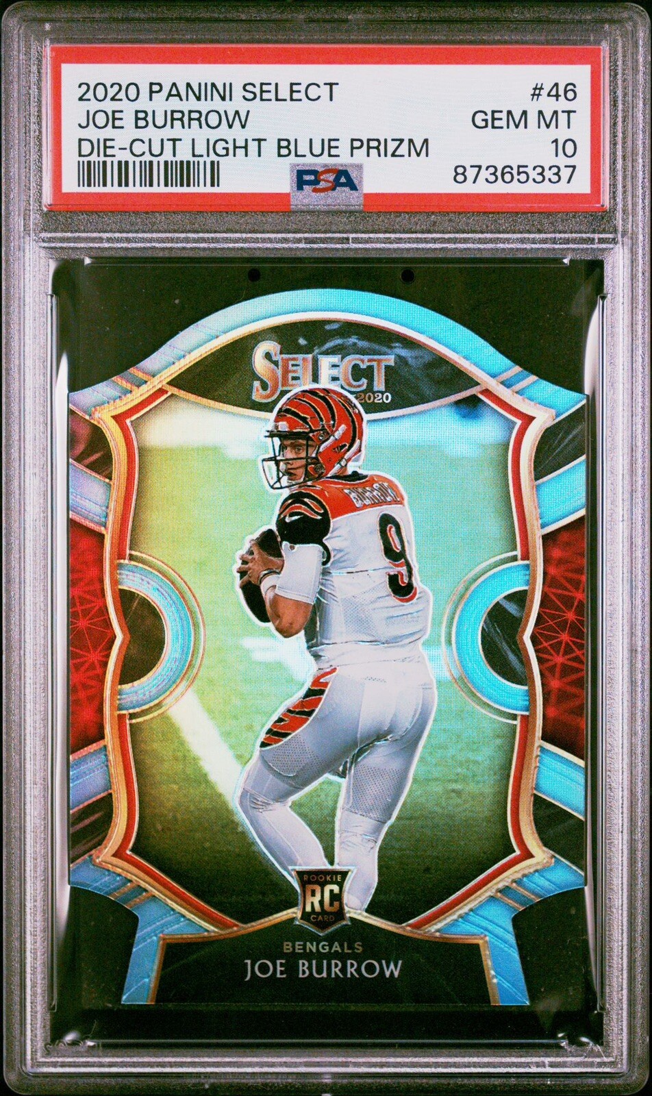 Select NFL 2020 Joe Burrow Light Blue Diecut Rookie Card #46 *GEM MINT PSA 10*