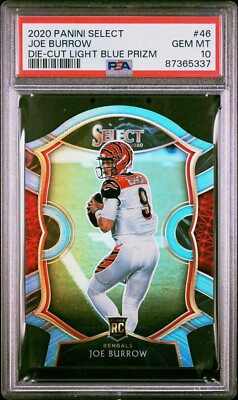 Select NFL 2020 Joe Burrow Light Blue Diecut Rookie Card #46 *GEM