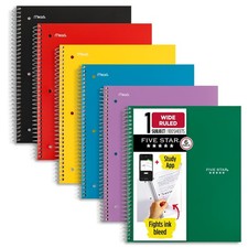 Spiral Notebook  Study App, 6 Pack, 1 Subject, Wide Ruled Paper, 8" x 10-1/2...