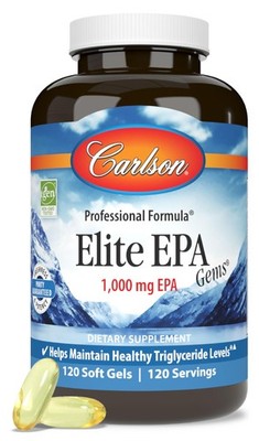 Fish Oil Supplement 1000 mg EPA 120 Softgels Carlson Elite Gems Wild-Caught