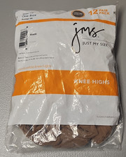 Vtg Just My Size JMS Knee Highs 12 Pair Sheer Toe Suntan ONE SIZE Imperfect