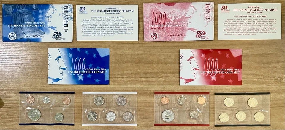 1999-2009 Run 11 US Mint Uncirculated Sets Philadelphia Denver 50 State Quarters - Image 4 of 4