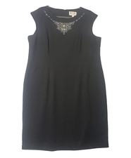 KSL Women’s Black Sleeveless Dress Size 16 Rhinestone Embellished Neckline