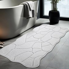 BSICPRO White Bathroom Rugs Runner, 22x47 Inches Long Bath Mats Non Slip, Soft A