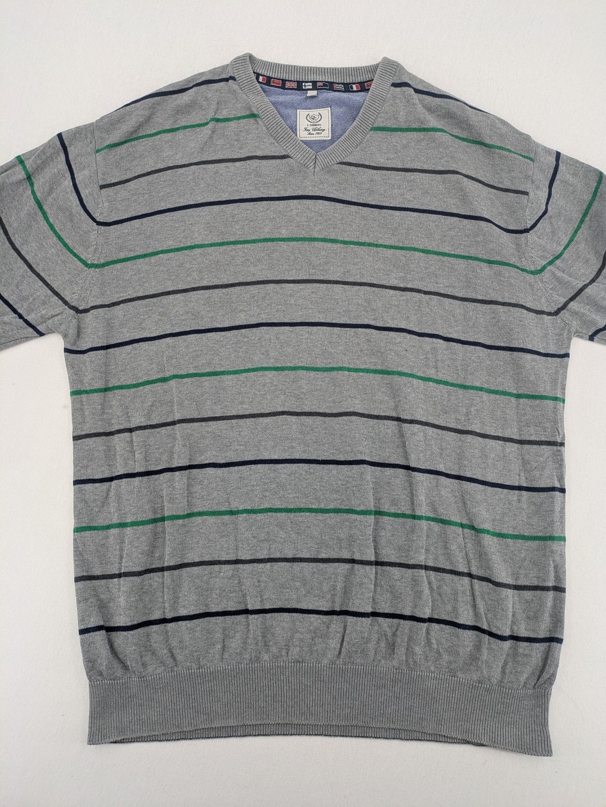 C. Comberti Herren Pullover Gr 54 XL Grau Gestreift V-Ausschnitt Strickpullover image 5