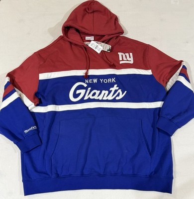 NY Giants Mitchell & Ness Throwback NFL Hooded Sweatshirt Men s 4XLB NWT