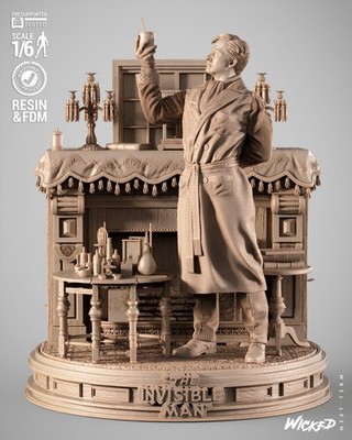 3D gedruckte 16K Resin unsichtbarer Mann Skulptur BÖSE | Maßstab 1:6 | UNBEMALT