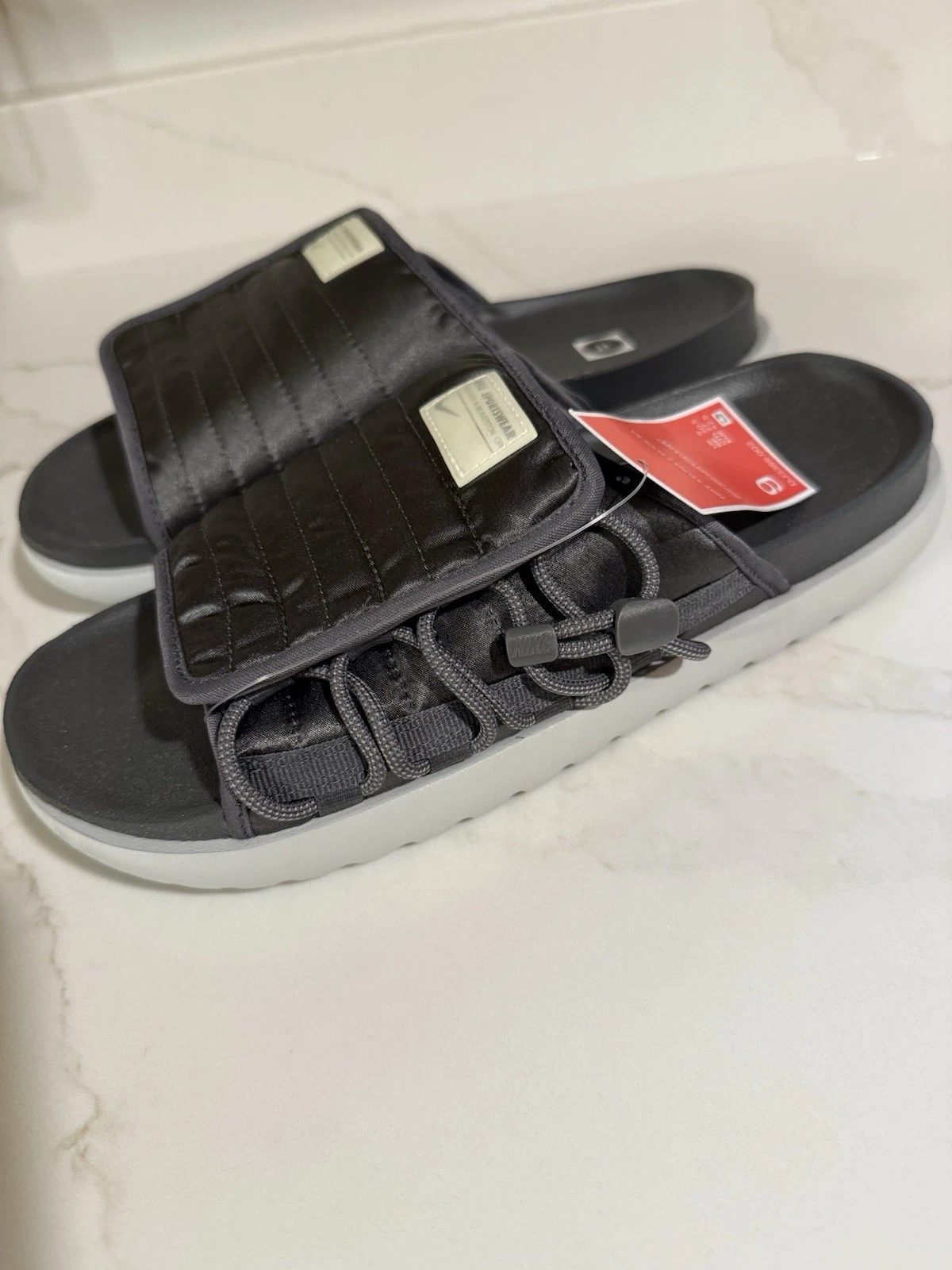 Nike Asuna 2 Slide Sandalo Grigio Ferro Uomo Taglia 9 DJ3388 002 Nuovo con etichette
