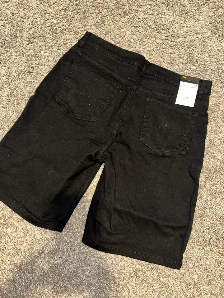 Pantalones Cortos Lee Riders Para Mujer 12 Negros Tiro Medio Bermudas Elastizados Denim Informales Verano Foto 2 de 4