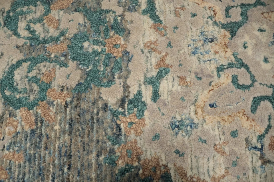 东方奖章设计小地毯 5x8 手工簇绒羊毛现代适用于任何房间 — 第 4/4 张图片