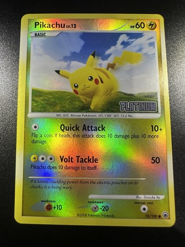 2008 Pokemon Pikachu 70/100 Burger King Promo Stamped Platinum Reverse Vintage