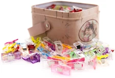 100 Pack Multipurpose Sewing Clips for Quilting and Crafts with Tin Box, Asso...