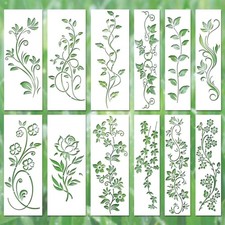 12Pcs Leaf Vine Stencils, Leaves  Flower Stencil Reusable Floral Stencil