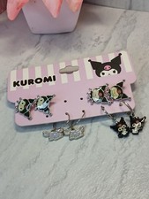KUROMI Earrings SET Hoop  Stud NEW OFFICIALLY LICENSED Hello Kitty