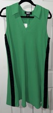 DKNY GREEN Dress With BLACK Logo Side Tape SZ M NEW