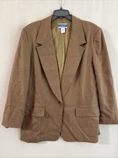 EUC Pendleton 100 Virgin Wool Camel Lined Blazer Size 16 Work Business