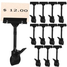12 Pcs Rotating Sign Clip Merchandise Display Holder Label Holders black  .