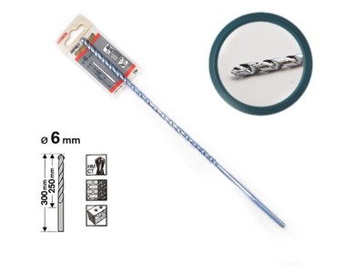 Bosch Schlagbohrkrone lang 6 mm x 300 mm Gesamtlänge für Mauerwerk 2608596358