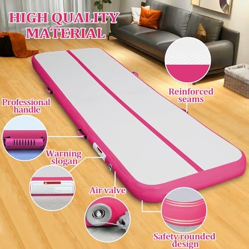 Air Mat Tumble Track, Gymnastics Mats Tumbling Track with 10ftx3.3ftx4inch Pink