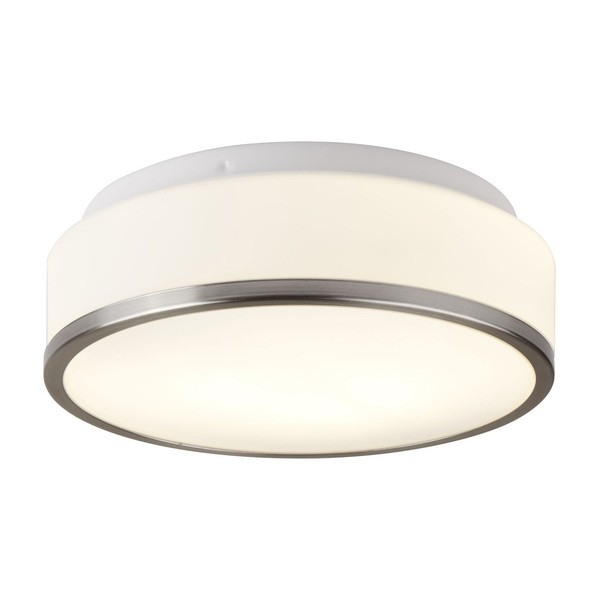 Plafoniera Contemporanea Formaggio Acciaio Argento Vetro Bianco 1 Luce E27 28Cm-image