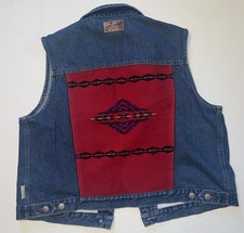VTG Pendleton Denim Vest Blanket  Southwest Design On Back Large Hong Kong