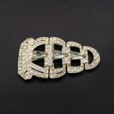 Vintage Clear Rhinestone Ladies Belt Buckle, Pot Metal, 1930s Vintage