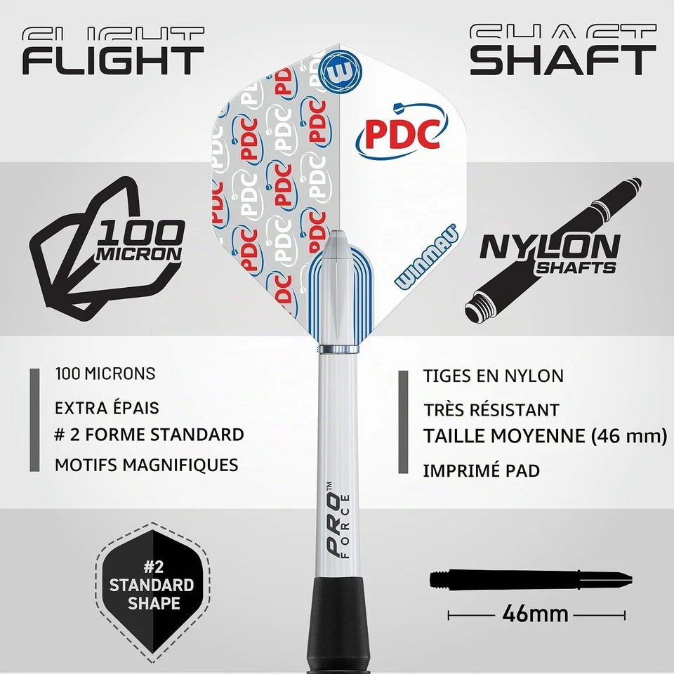 Fléchettes WINMAU PDC Ultimate Set 22 g Laiton - Jeu Professionnel - Photo 3/4