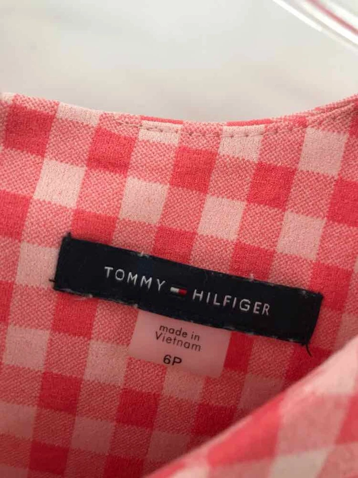 Pre-Owned Tommy Hilfiger Orange Size 6 Check Print Short Sleeveless Dress - Image 3 of 3